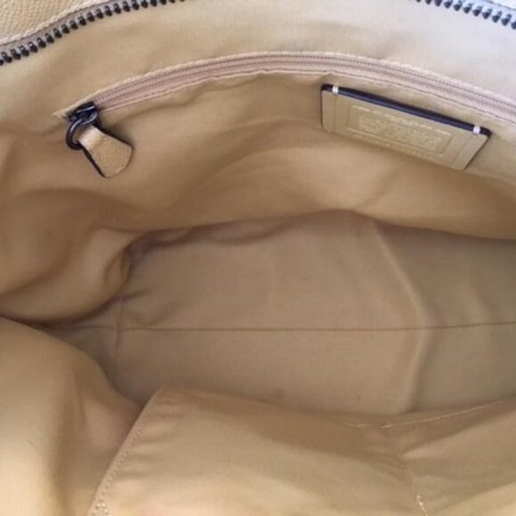 Coach F58846 Yellow Pebbled Leather Zipper Closure Tote Bag Silver Hardware - Picture 10 of 11